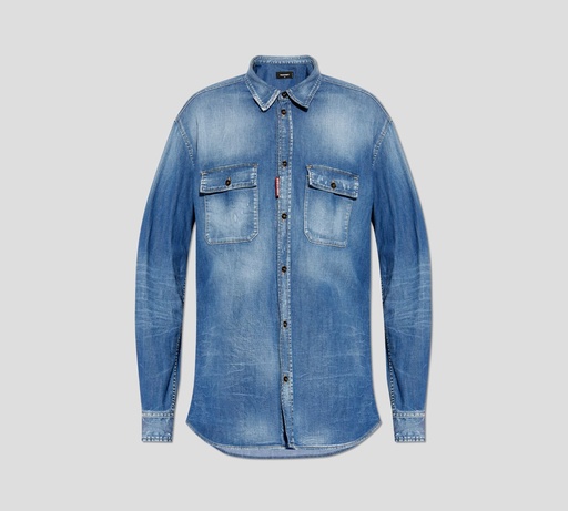 Dsquared2 - CAMISA MANGA LARGA DE JEAN CON DOBLE BOLSILLO FRONTAL