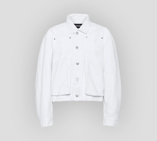 [S80AM0048-D35106-100] Dsquared2 - CHAQUETA CORTA DE JEAN BLANCO CON BOLSILLOS GRANDES FRONTALES