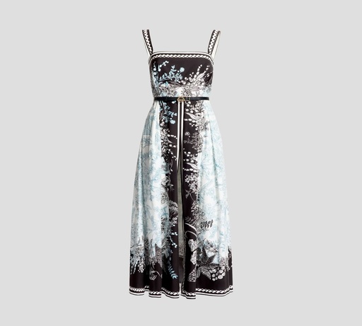 Elie Saab - VESTIDO DE STRAPS MIDI CON ESTAMPADO DE FLORES 