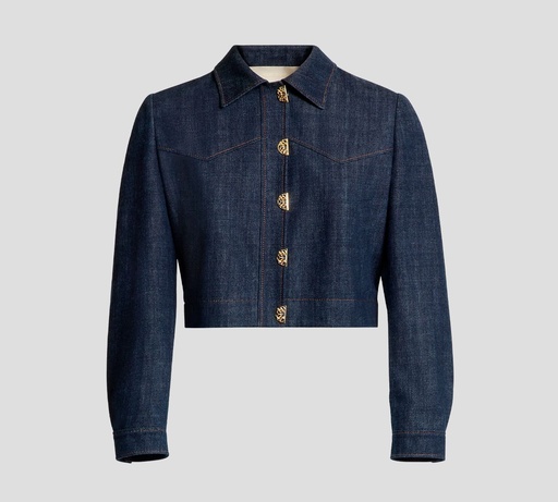 Elie Saab - CHAQUETA DE JEANS CON BROCHES DORADOS