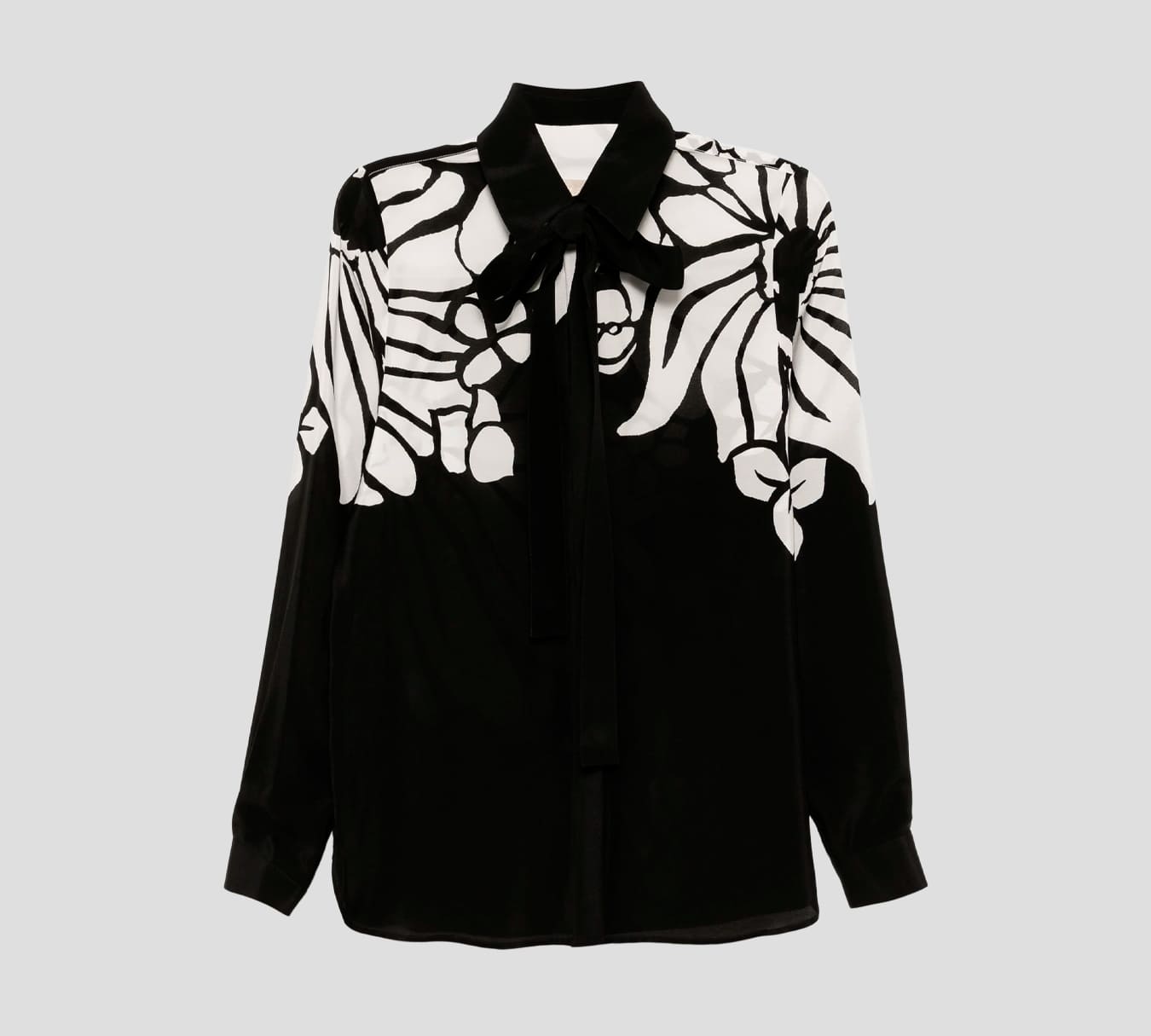 Elie Saab - BLUSA CON LAZO EN EL CUELLO Y ESTAMPADO DE FLORES