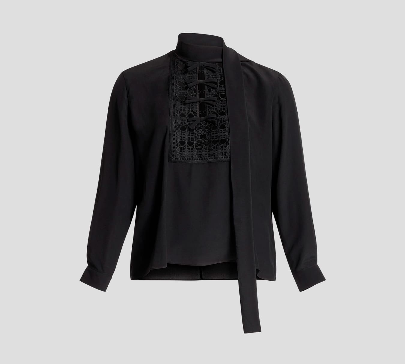 Elie Saab - BLUSA DE SEDA CON BORDADO EN EL PECHO Y LAZOS