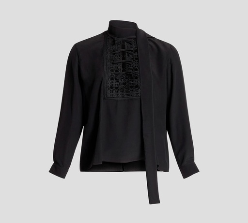 Elie Saab - BLUSA DE SEDA CON BORDADO EN EL PECHO Y LAZOS