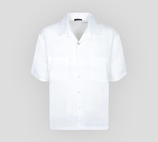 Herno - CAMISA MANGA CORTA DE LINO CON DOBLE BOLSILLO FRONTAL