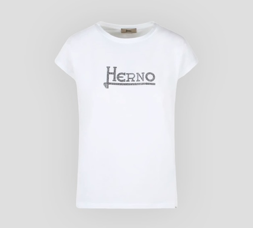 Herno - FRANELA CUELLO REDONDO CON LOGO EN PEDRERÍA