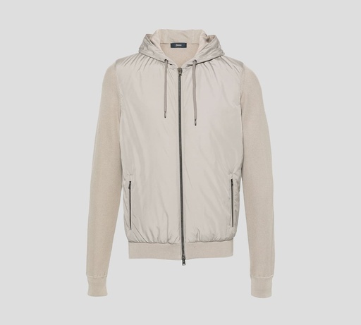 Herno - SWEATER EN TELA AFELPADA Y MICROPERFORDA CON HOODIE