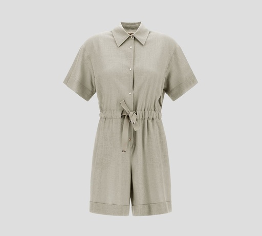 Herno - ROMPER DE LINO CON CINTURA AJUSTABLE