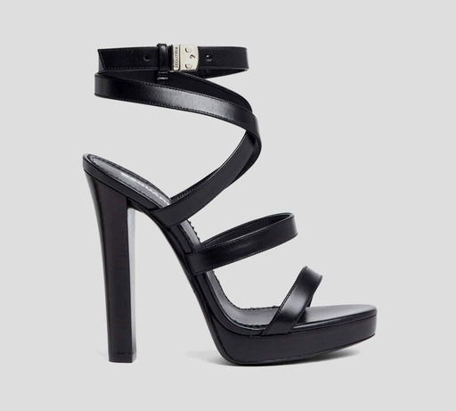[HSW0257-01500001-2124] Dsquared2 Icon - SANDALIAS NEGRAS DE CUERO CON CRUCE Y CIERRE METALICO