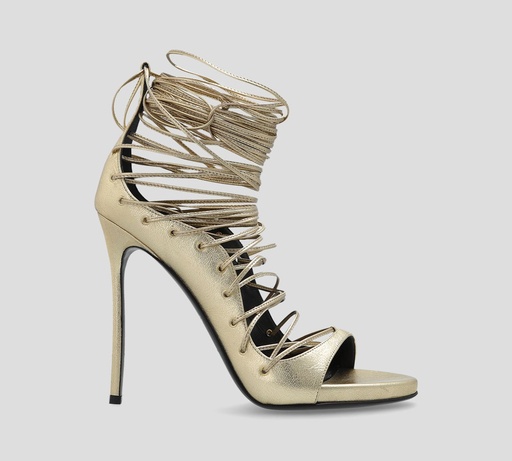 [HSW0266-17702641-7043] Dsquared2 Icon - SANDALIAS DORADAS EN CUERO CON TRENZADO HACIA LA PANTORRILLA