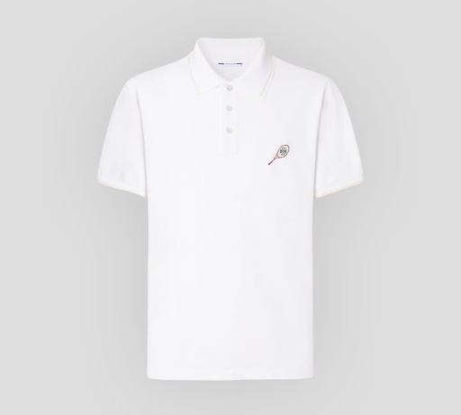 Jacob Cohen - POLO CLÁSICA EN PUNTO PIQUÉ CON LÍNEAS SOBRE MANGAS Y CUELLO, Y RAQUETA BORDADA