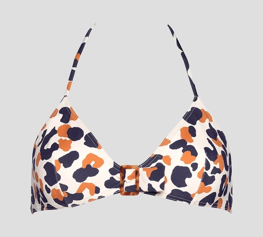[32509-1435-20478] Eres - TOP DE TRAJE DE BAÑO TRIANGULAR CON BROCHE EN LA ESPALDA Y ESTAMPADO DE MANCHAS