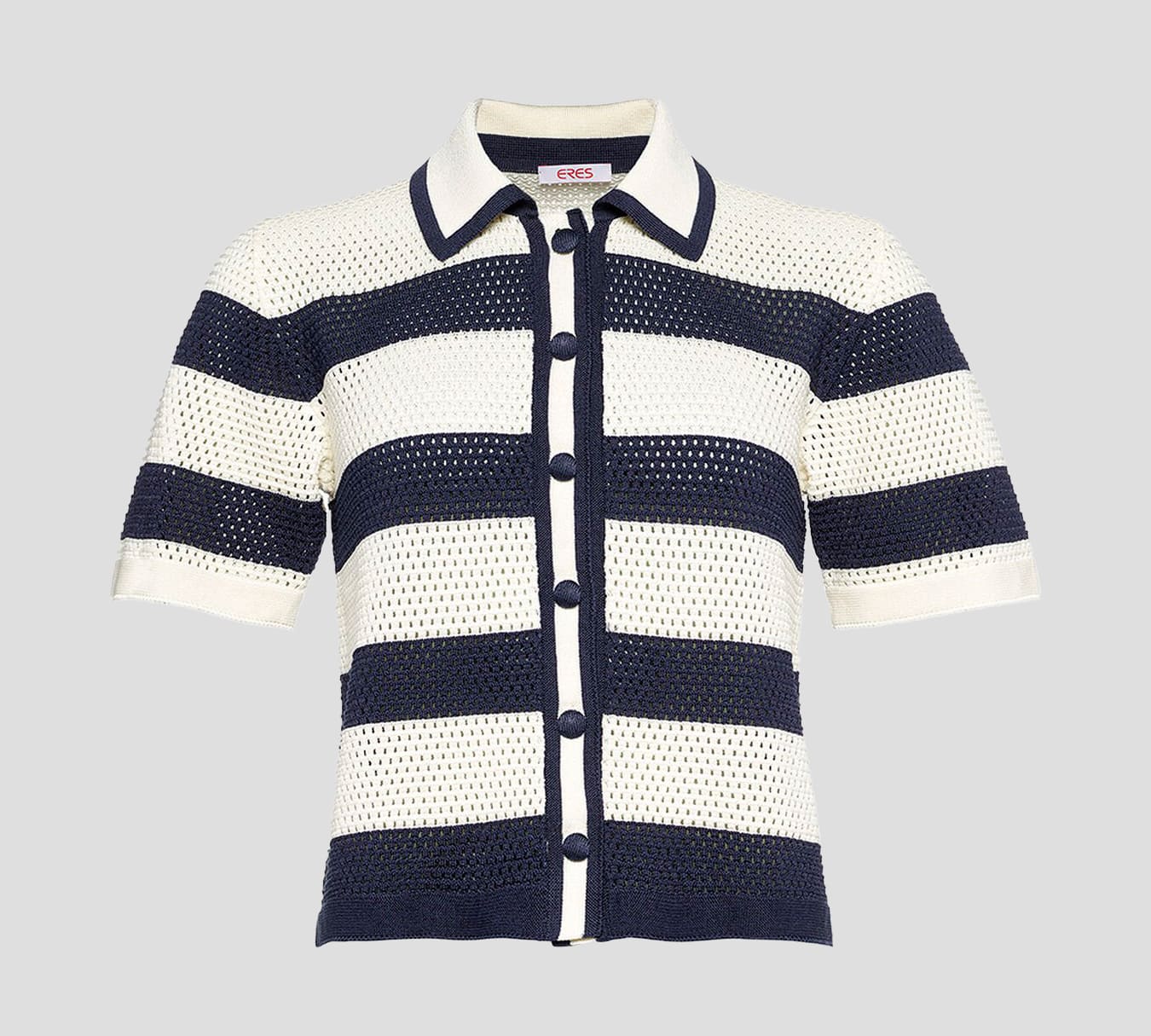 Eres - BLUSA DE TEJIDO ABIERTO MANGA CORTA ABOTONADA AL FRENTE