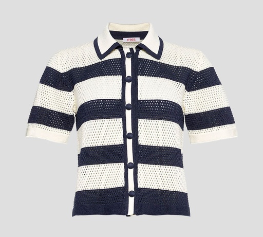 Eres - BLUSA DE TEJIDO ABIERTO MANGA CORTA ABOTONADA AL FRENTE