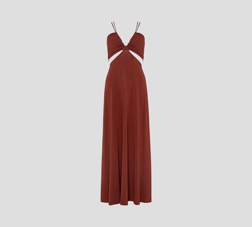 [202533-01420-020513] Eres - VESTIDO LARGO DESCUBIERTO EN EL MEDIO, CON TIRAS Y DETALLES DORADOS