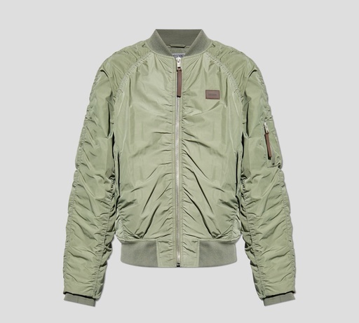 Moschino - CHAQUETA BOMBER IMPERMEABLE CON CIERRE FRONTAL Y DETALLES EN CUERO