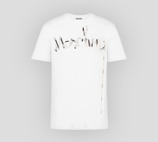 Moschino - FRANELA CUELLO REDONDO CON ESTAMPADO DE MOSCHINO EN CINTA