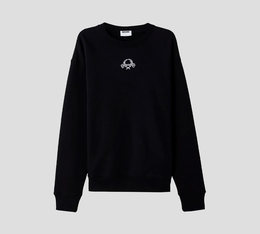 Moschino - SWEATER CLÁSICO CUELLO REDONDO CON DETALLE PEQUEÑO BORDADO EN EL PECHO