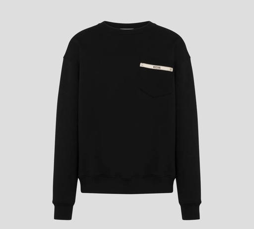 Moschino - SWEATER CLÁSICO CUELLO REDONDO CON BOLSILLO Y DETALLE