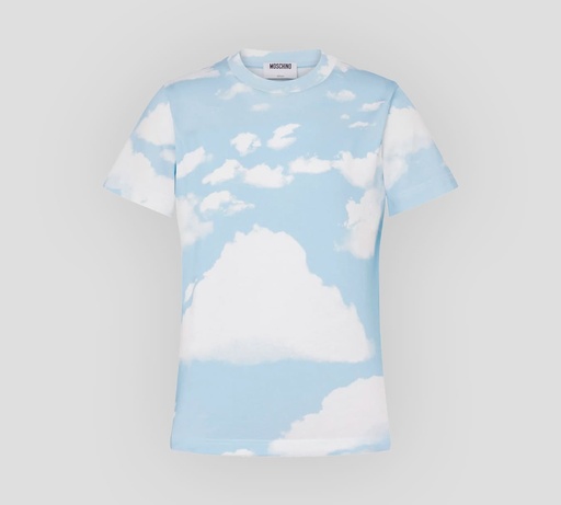Moschino - FRANELA CUELLO REDONDO CON ESTAMPADO DE NUBES