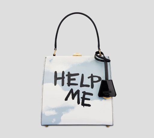 [MC4029PP1NOK610A] Moschino - CARTERA DE MANO "HELP ME" CON ESTAMPADO DE NUBES