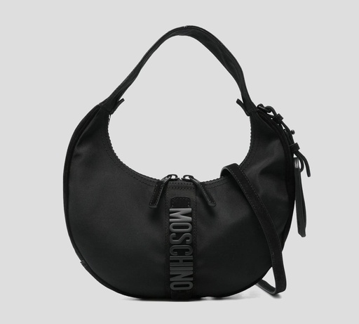 [MC4619PP1NO2100A] Moschino - CARTERA DE MANO NEGRA CON CIERRE GRUESO Y COLGANTE DE IDENTIFICACIÓN