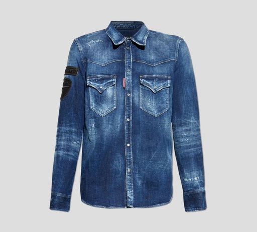 Dsquared2 x Ducati - CAMISA MANGA LARGA DENIM CON RASGADURAS 