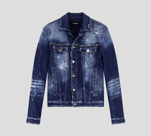 Dsquared2 - CHAQUETA DE JEAN CON SALPICADURA DE PINTURA Y PRELAVADOS