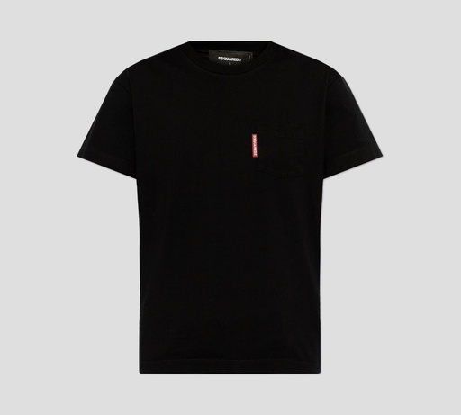 Dsquared2 - FRANELA NEGRA CUELLO REDONDO CON BOLSILLO UNICO FRONTAL