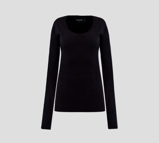 Dsquared2 - SWEATER NEGRO CUELLO AMPLIO DE PUNTO