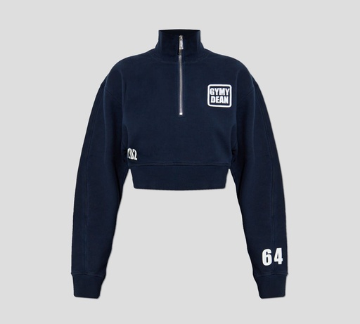 [S75GU0604-S25030-524] Dsquared2 - SWEATER GYM CUELLO ALTO TALLE CORTO CON CIERRE PLATEADO