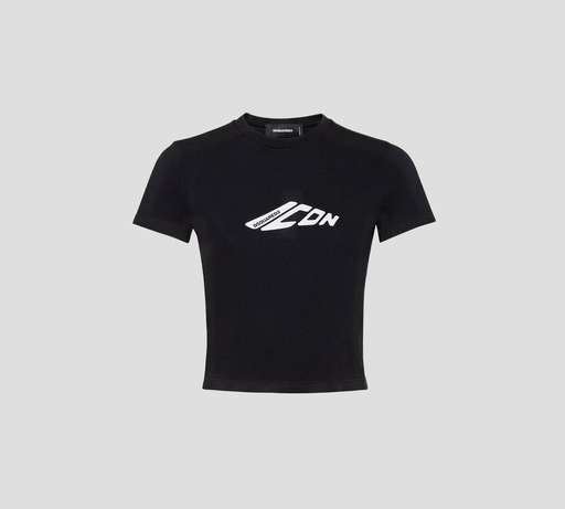 Dsquared2 - FRANELA ICON NEGRA CUELLO REDONDO DE TALLE CORTO