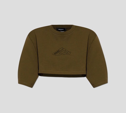 [S80GC0087-D20033-710] Dsquared2 - CROP TOP OVERSIZE ICON CON LOGO BORDADO