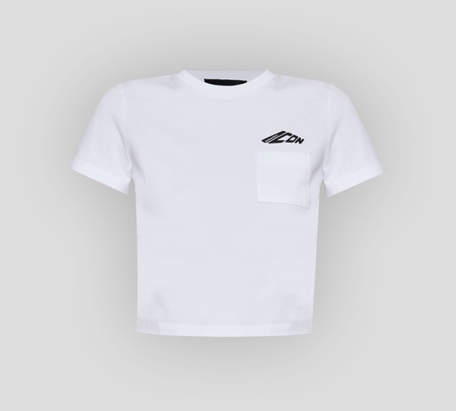 Dsquared2 - FRANELA TALLE CORTO CUELLO REDONDO CON LOGO ESTAMPADO Y BOLSILLO