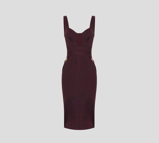 Elisabetta Franchi - VESTIDO MERLOT CON DETALLES DORADOS