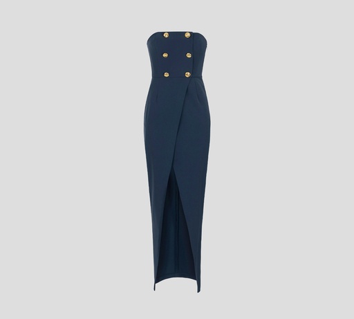 Elisabetta Franchi - VESTIDO AZUL CON ABERTURA FRONTAL