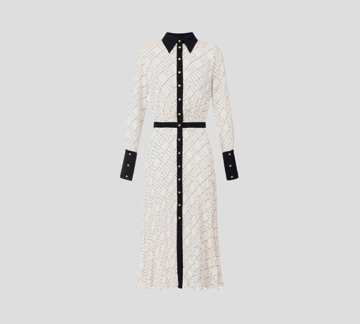 Elisabetta Franchi - VESTIDO BLANCO CON NEGRO CON BOTONES DORADOS