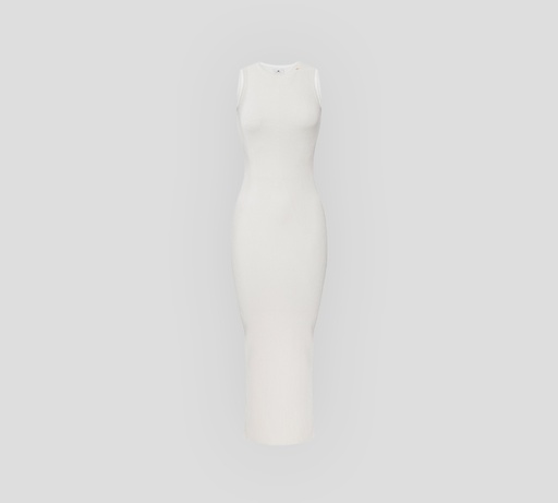 [AM08B56E2-360] Elisabetta Franchi - VESTIDO BLANCO LARGO SIN MANGAS CON DETALLE MESH