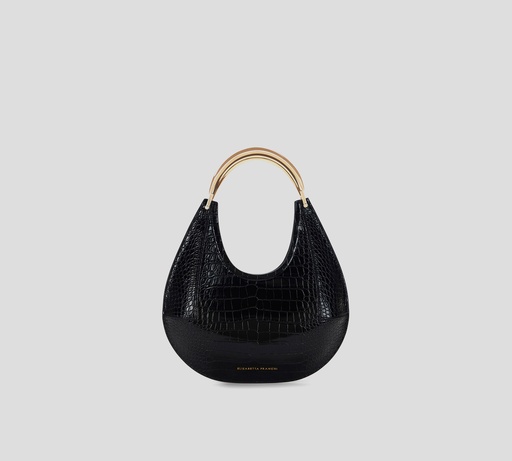 [BS28A56E2-110] Elisabetta Franchi - CARTERA NEGRA PRINT DE SERPIENTE ASA DORADA