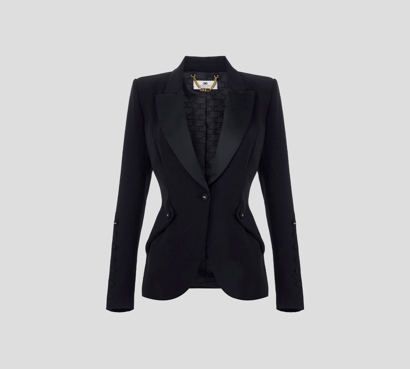 Elisabetta Franchi - BLAZER NEGRO CON SOLAPA BRILLANTE