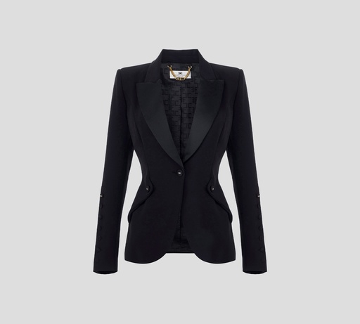 [GI15456E2-110] Elisabetta Franchi - BLAZER NEGRO CON SOLAPA BRILLANTE