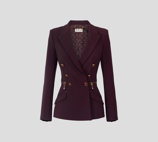 [GI17256E2-EA4] Elisabetta Franchi - BLAZER MERLOT CON DETALLES DORADOS