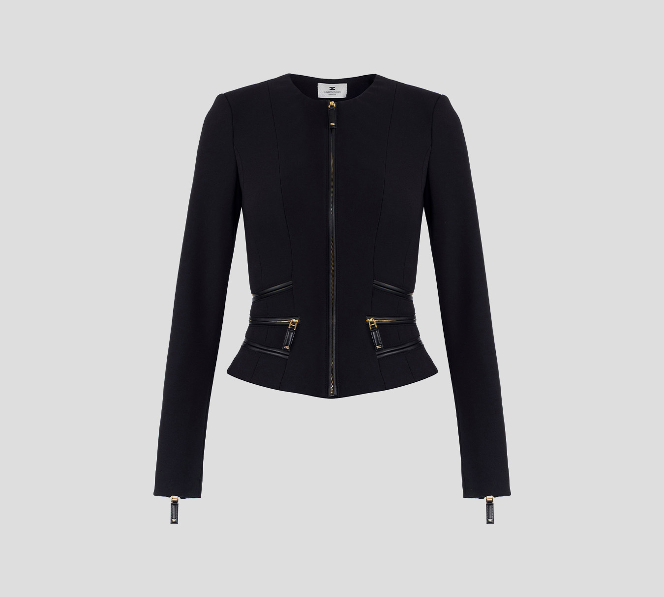 Elisabetta Franchi - BLAZER NEGRO CEÑIDO CON CIERRE FRONTAL Y DETALLES DORADOS