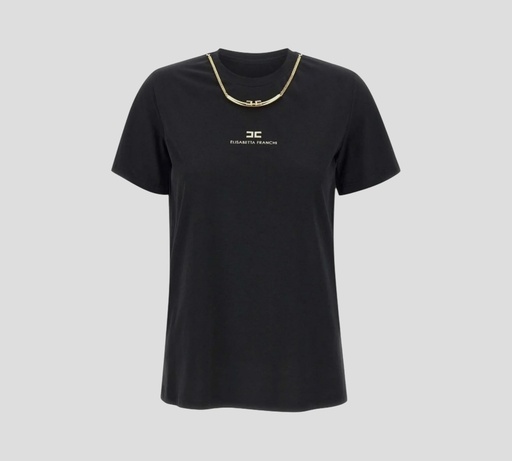 Elisabetta Franchi - FRANELA NEGRA CON COLLAR DORADO