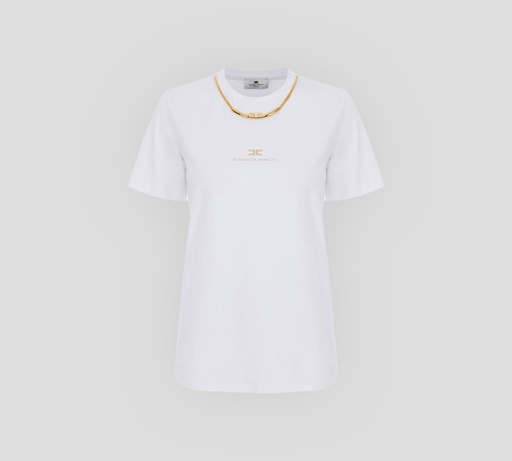 Elisabetta Franchi - FRANELA BLANCA CON COLLAR DORADO