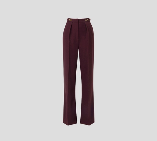 Elisabetta Franchi - PANTALÓN MERLOT CON AJUSTADORES EN LA CINTURA