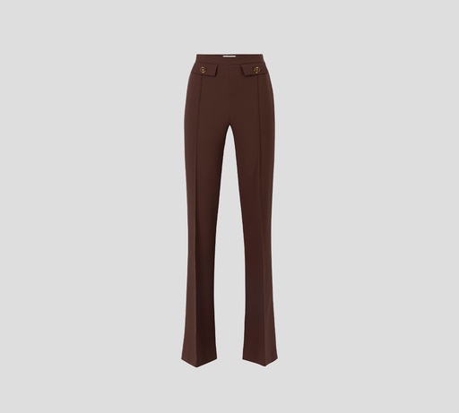 Elisabetta Franchi - PANTALON CAFÉ CON BOTONES DORADOS