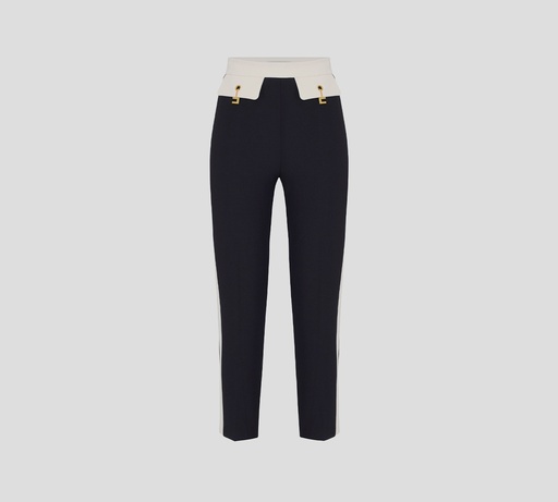 Elisabetta Franchi - PANTALON BICOLOR NEGRO BLANCO CON DETALLE DORADO