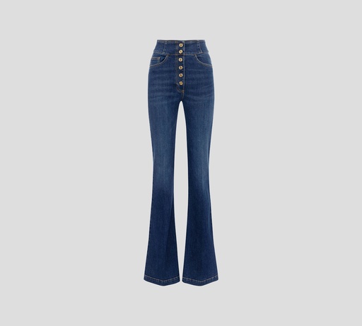 Elisabetta Franchi - JEAN AZUL DE BOTA ACAMPANADA