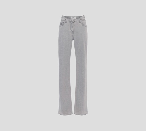 Elisabetta Franchi - JEAN GRIS CLARO CORTE RECTO CON PRETINA