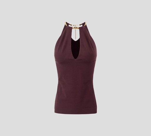 [TK55S56E2-EA4] Elisabetta Franchi - TOP MERLOT CON DETALLE DORADO EN EL CUELLO TIPO COLLAR
